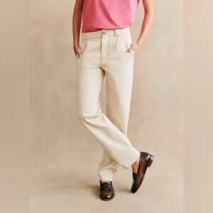 Sezane Manu Trousers in Ecru Sz 36/Us Sz 4 Cotton Pants EXCELLENT!